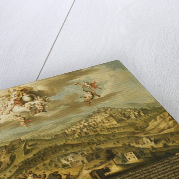 A View of Bethlehem with the Journey of the Magi, the Trinity Above and the Nativity in a Painted Cartouche Below, 1752 by Joseph Stephan