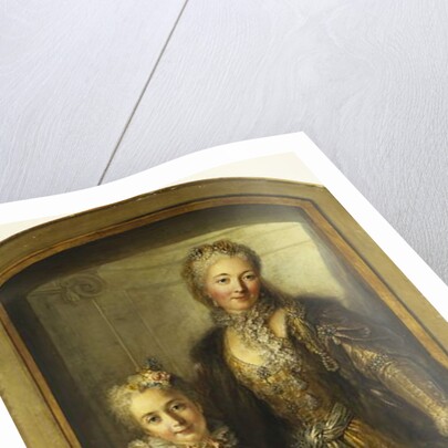 Portrait of Madame Dupille and Her Daughter, Mid-Body, Dressed in Ball Gowns in a Window, 1733 by Antoine Coypel