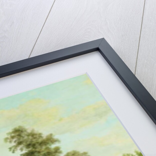 Peasants Dancing and Merry-Making Before a Tavern, a Walled Town Beyond, by Louis Joseph (1731-98) Watteau