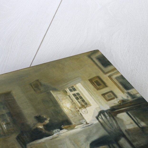 A Woman at a Table in a Dining Room by Carl Holsoe