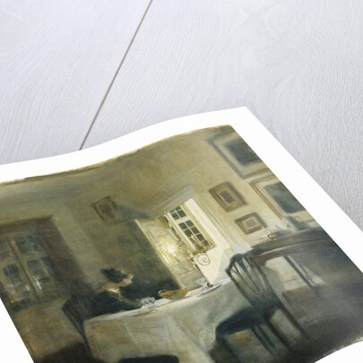 A Woman at a Table in a Dining Room by Carl Holsoe