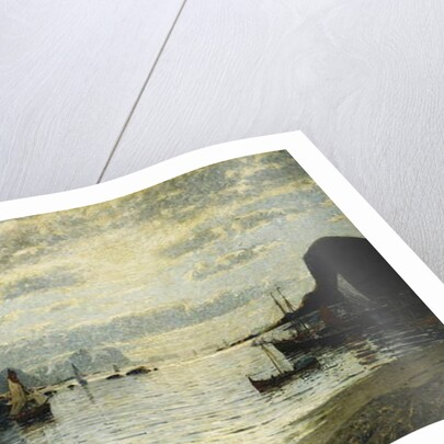 A Fjord Scene with Sailing Vessels by Adelsteen Normann