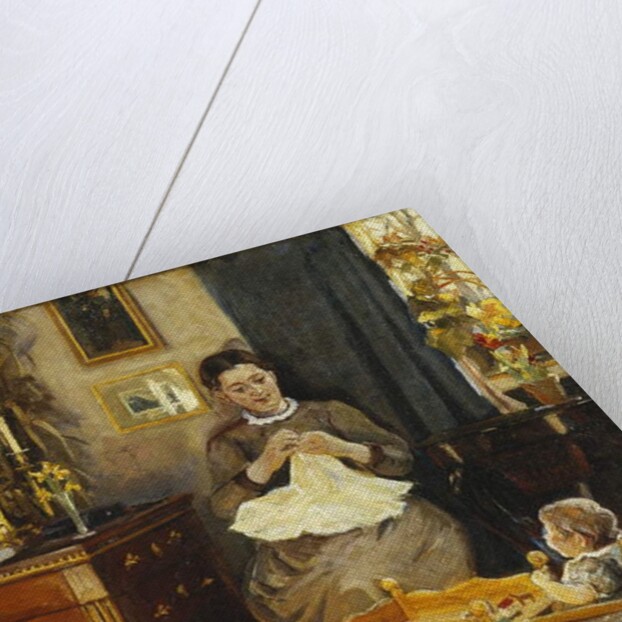 An Interior with a Mother and Child by Viggo Pedersen