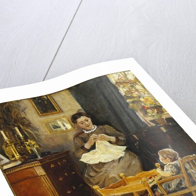 An Interior with a Mother and Child by Viggo Pedersen