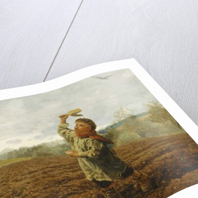 The Crow-Scarer; 'Pigeons and Crows, Take Care of Your Toes', 1884 by Arthur Hughes