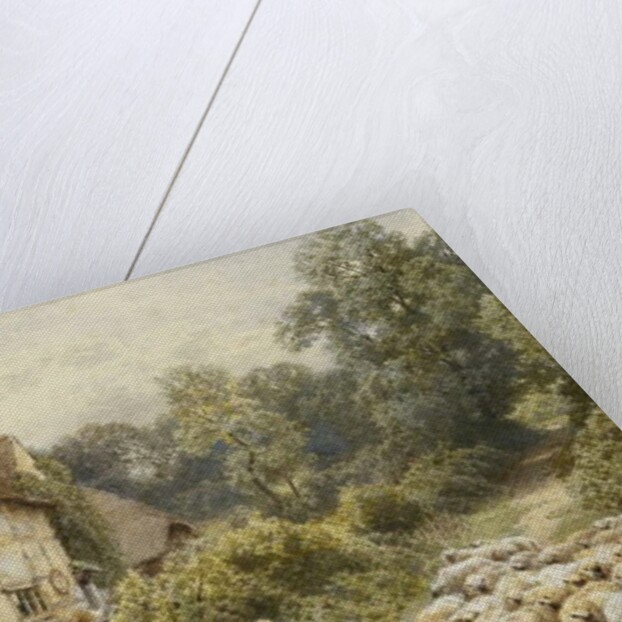 Fowl House Farm, Witley, with Children, a Shepherd and a Flock of Sheep Nearby by Myles Birket Foster