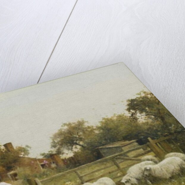 Young Girl with Sheep, by a Cottage by Benjamin D. Sigmund