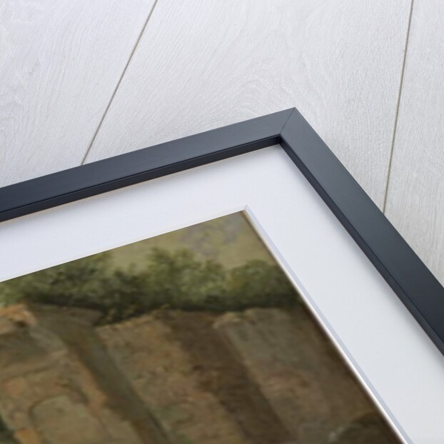 A military blacksmith shoeing horses by a ruin by Pieter van Bloemen