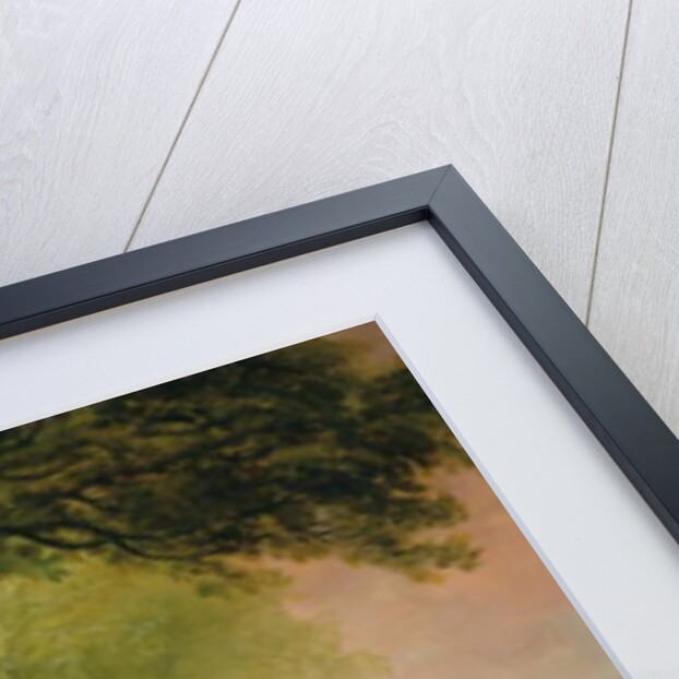 Portrait of Lord Lismore in a hunting coat with his bay hunter and a hound, in a landscape, a hunting party beyond by John E. Ferneley