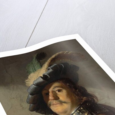 A man in a gorget and cap by Rembrandt Harmensz. van Rijn