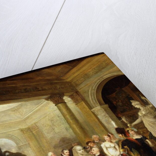 A Capriccio Interior with a Group of Ladies and Gentlemen examining a Bust of Antinous by Michael William Sharp