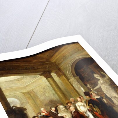 A Capriccio Interior with a Group of Ladies and Gentlemen examining a Bust of Antinous by Michael William Sharp