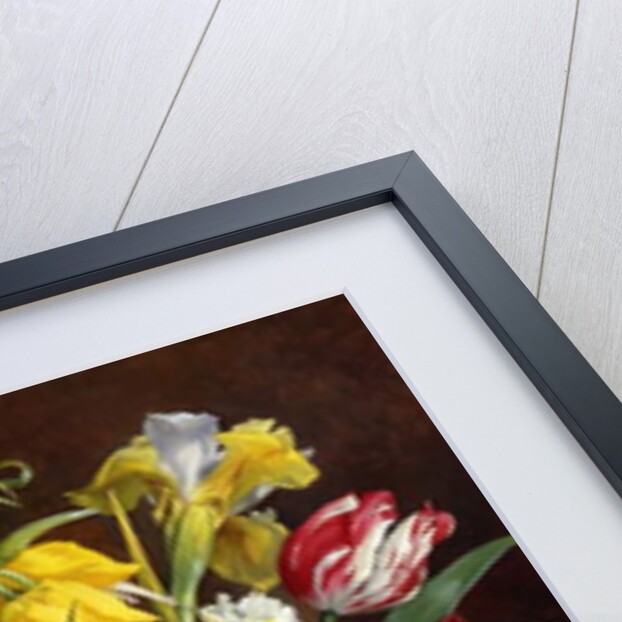 Tulips, Roses, Narcissi and other Flowers in a Blue and White Vase by R. Klausner