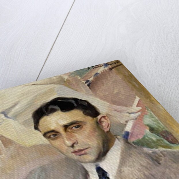 Portrait of the Actor, Ramon Pena, half-length, wearing a grey Suit by Joaquin Sorolla y Bastida