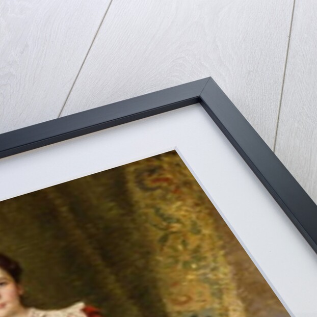 Portrait of a Lady, standing full length, with her Children by Timoleon Marie Lobrichon