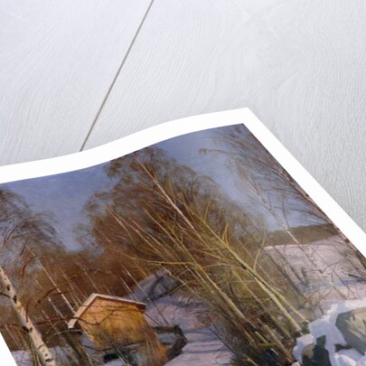A Winter Landscape with Children Sledging, 1918 by Peder Monsted