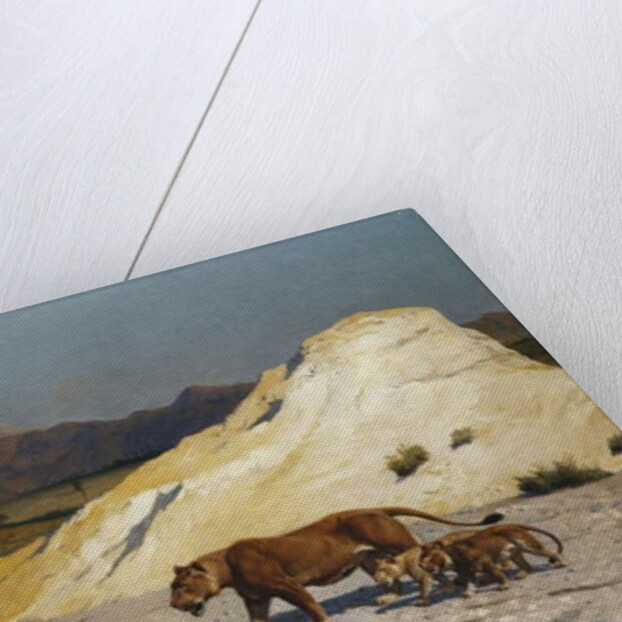 Lioness and Cubs; Lionne et Lioceaux by Jean Leon Gerome