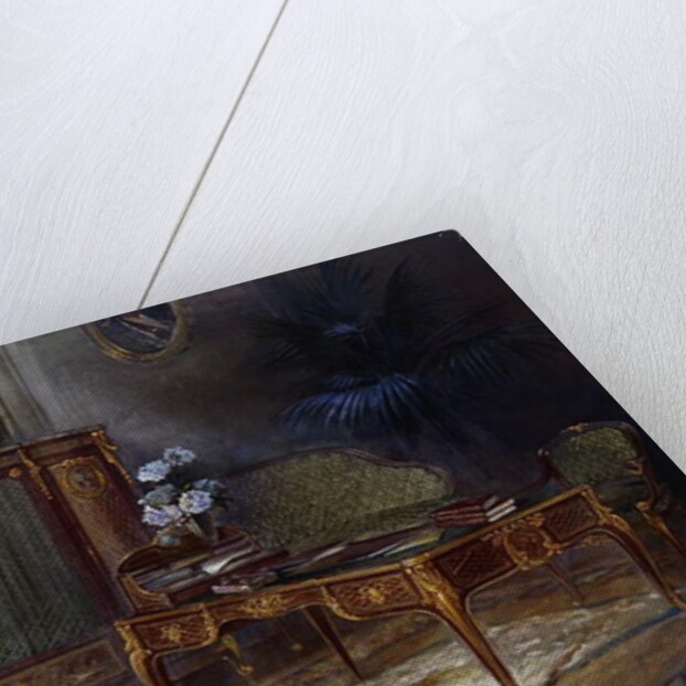 An Interior with a Louis XV Style Ormulu-mounted and Parquetry Bureau Plat and Bibliotheque43.4cm., by French School