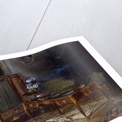 An Interior with a Louis XV Style Ormulu-mounted and Parquetry Bureau Plat and Bibliotheque43.4cm., by French School