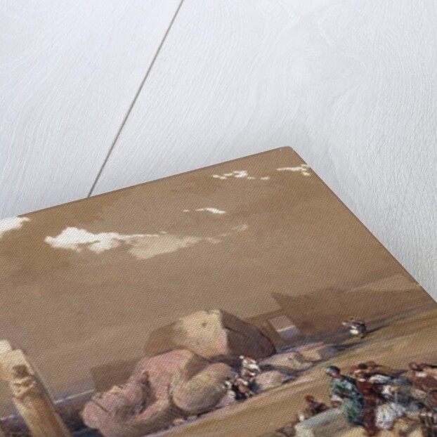 Fragments of the Great Colossi at the Memnonium, Thebes, 1838 by David Roberts