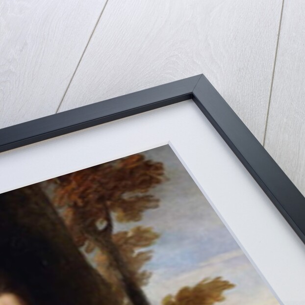 Portrait of Martha Ray, seated three-quarter-length, in a Pink Dress with a Blue Sash, holding a Musical Score, in a Landscape, 1777 by Nathaniel Dance