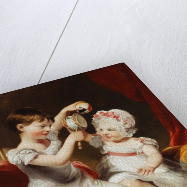 Two Sisters, seated full-length in an Interior, Playing by Thomas Barber