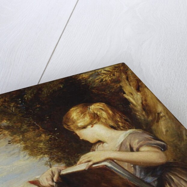 A Young Girl seated under a Tree with a Sketch Book by George Richmond