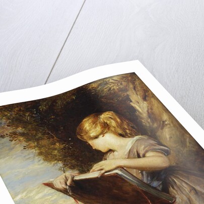 A Young Girl seated under a Tree with a Sketch Book by George Richmond