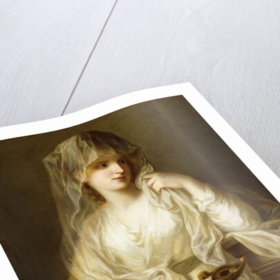Tuccia, the Vestial Virgin, three quarter length, holding a lamp by Angelica Kauffman