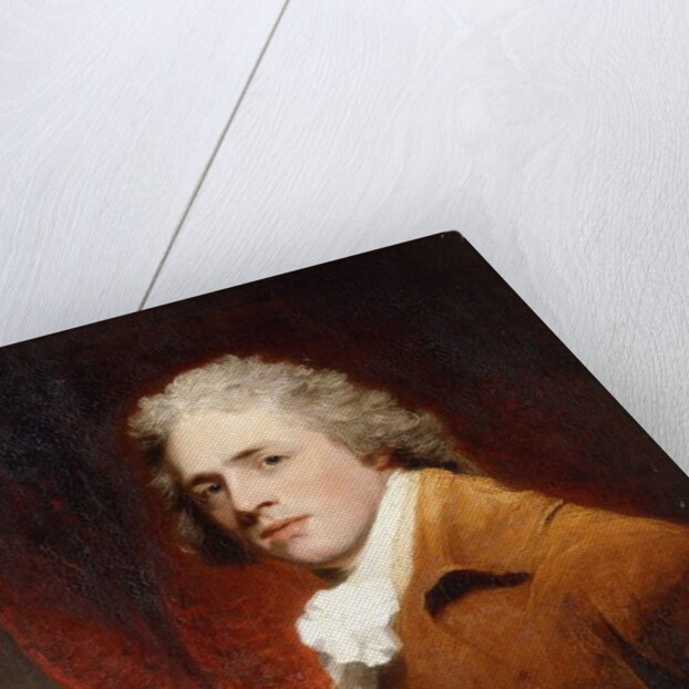 Portrait of a Gentleman, Half-Length, in a Brown and White Stock, a Red Curtain Behind by John Hoppner