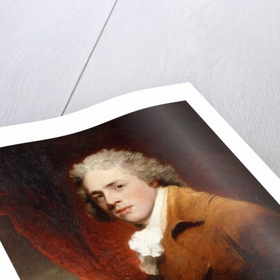 Portrait of a Gentleman, Half-Length, in a Brown and White Stock, a Red Curtain Behind by John Hoppner