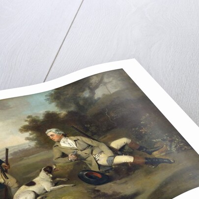 A Gentleman Reclining with a Gun and Dog and his Gamekeeper Standing Nearby, by Henry Walton