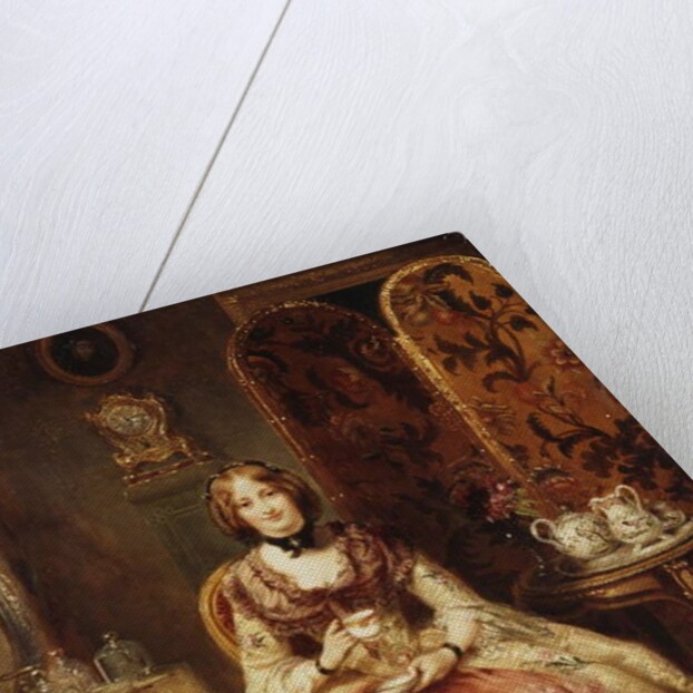 Portrait of Lady Dorothy Nevill, full-length, seated in a Pink and Gold Embroidered Gown, in her Boudoir, 1855 by Henry Richard Graves