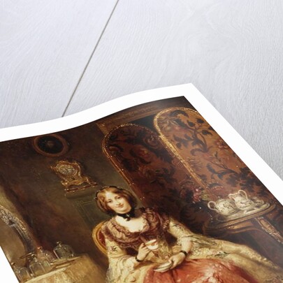 Portrait of Lady Dorothy Nevill, full-length, seated in a Pink and Gold Embroidered Gown, in her Boudoir, 1855 by Henry Richard Graves