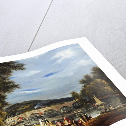 A View of Richmond Bridge with Boats on the River and Figures Promenading by William Turner