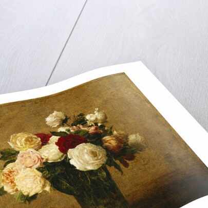 Roses in a Glass Vase; Roses dans un Vase de Verre, by Ignace Henri Jean Fantin-Latour