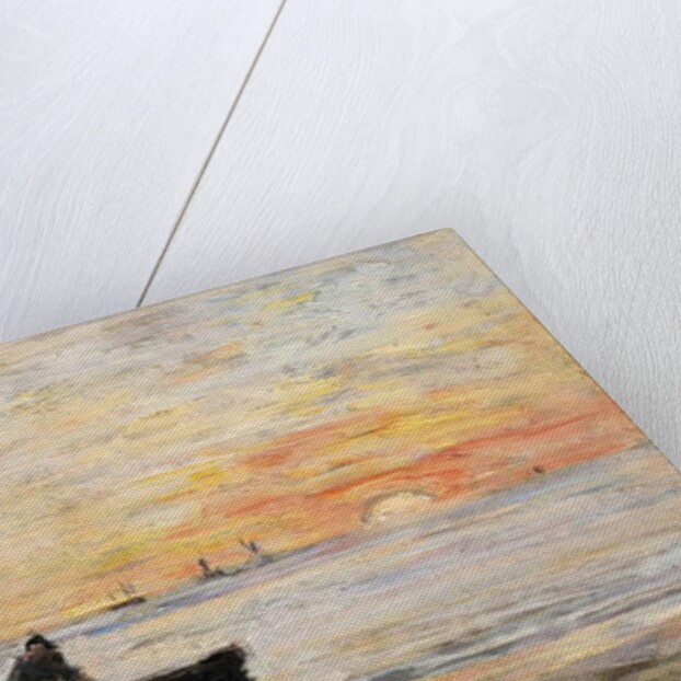 Low Tide - Shore and Fishermen at Sunset; Maree Basse - Rivage et Pecheurs au Coucher du Soleil, 1862 by Eugene Louis Boudin