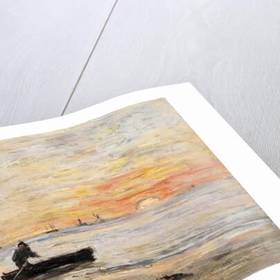 Low Tide - Shore and Fishermen at Sunset; Maree Basse - Rivage et Pecheurs au Coucher du Soleil, 1862 by Eugene Louis Boudin