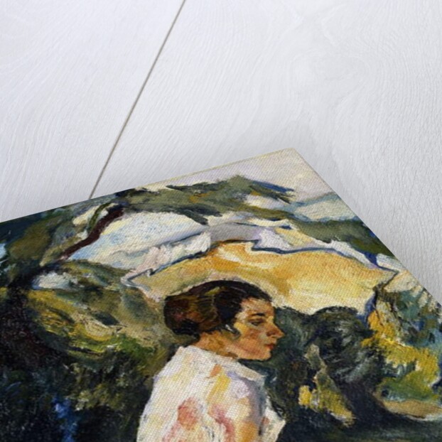 Frieda, the Artist's Wife, Leaning over the Balcony, c.1919-1922 by Leo Putz