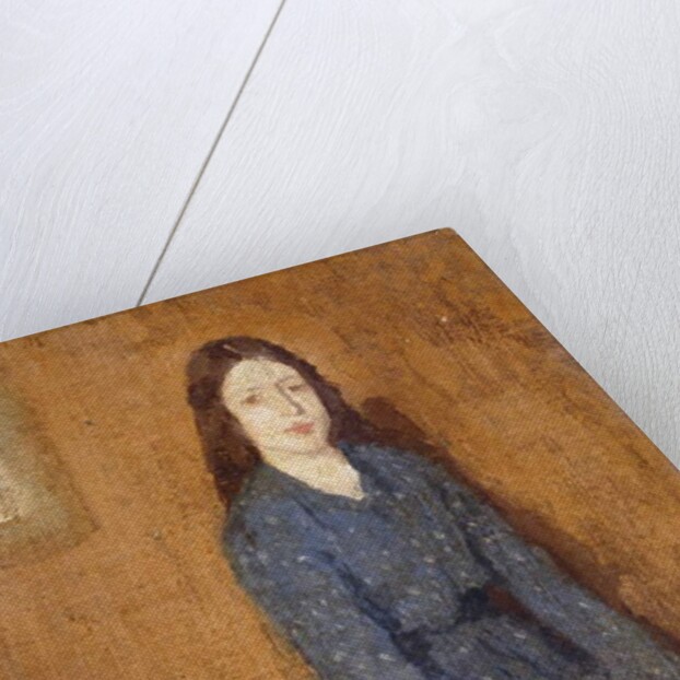 A sitting Girl wearing a Spotted Blue Dress, 1914-15 by Gwen John