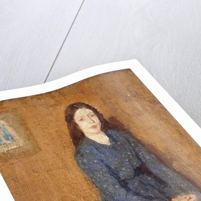 A sitting Girl wearing a Spotted Blue Dress, 1914-15 by Gwen John