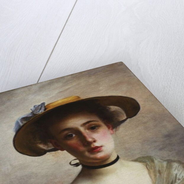 Portrait of a Young Girl in a Straw Hat by Gustave Jacquet