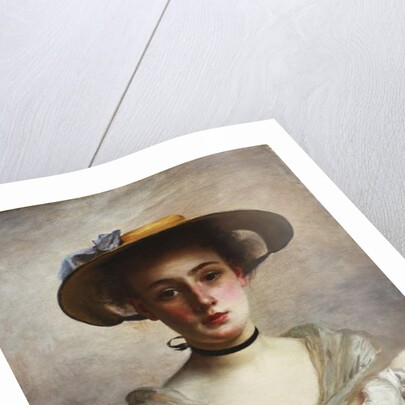 Portrait of a Young Girl in a Straw Hat by Gustave Jacquet