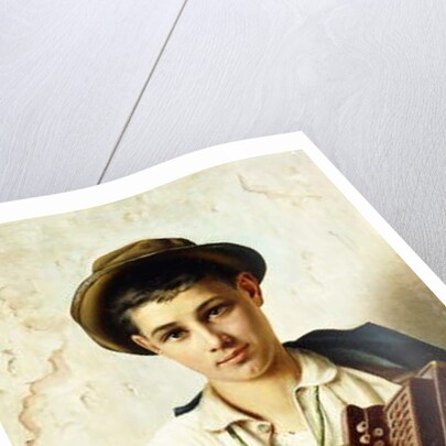 A Young Accordian Player by Vittorio Rignano