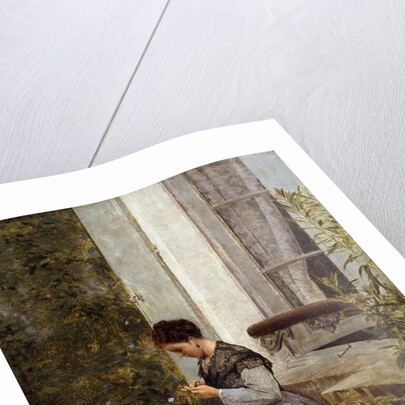 A Woman Crocheting by Giuseppe or Joseph de Nittis