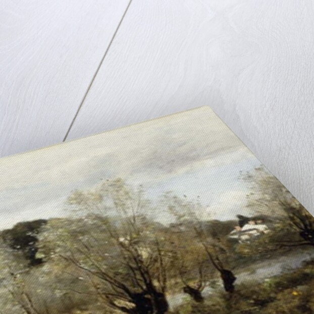 Fisherman on the Edge of a Pond in the Village of Avary by Jean Baptiste Camille Corot