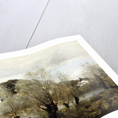 Fisherman on the Edge of a Pond in the Village of Avary by Jean Baptiste Camille Corot