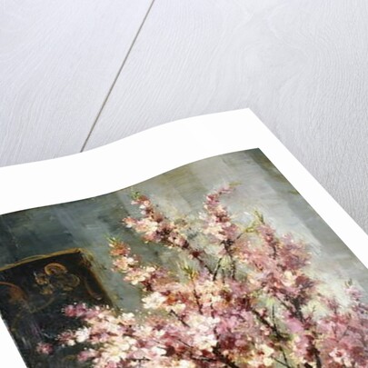 Apple Blossoms and Blue and White Porcelain on a Table by Frans Mortelmans