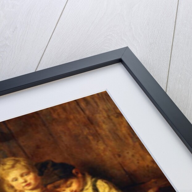 Two Children Playing with Rabbits, by Felix Schlesinger