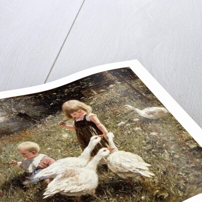 Feeding Geese; Gansefutterung, 1890 by Alexander Koester